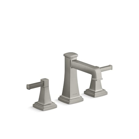 Kohler Widespread Bathroom Sink Faucet, 3 Hole, Vibrant Brushed Nickel, 0.5 gpm, 4-15/16 in Spout Reach 27399-4N-BN